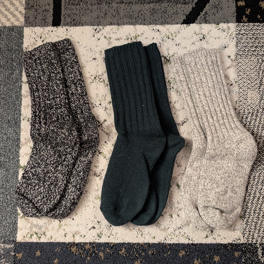 Men's Ribbed Socks - Black, Green, and Gray